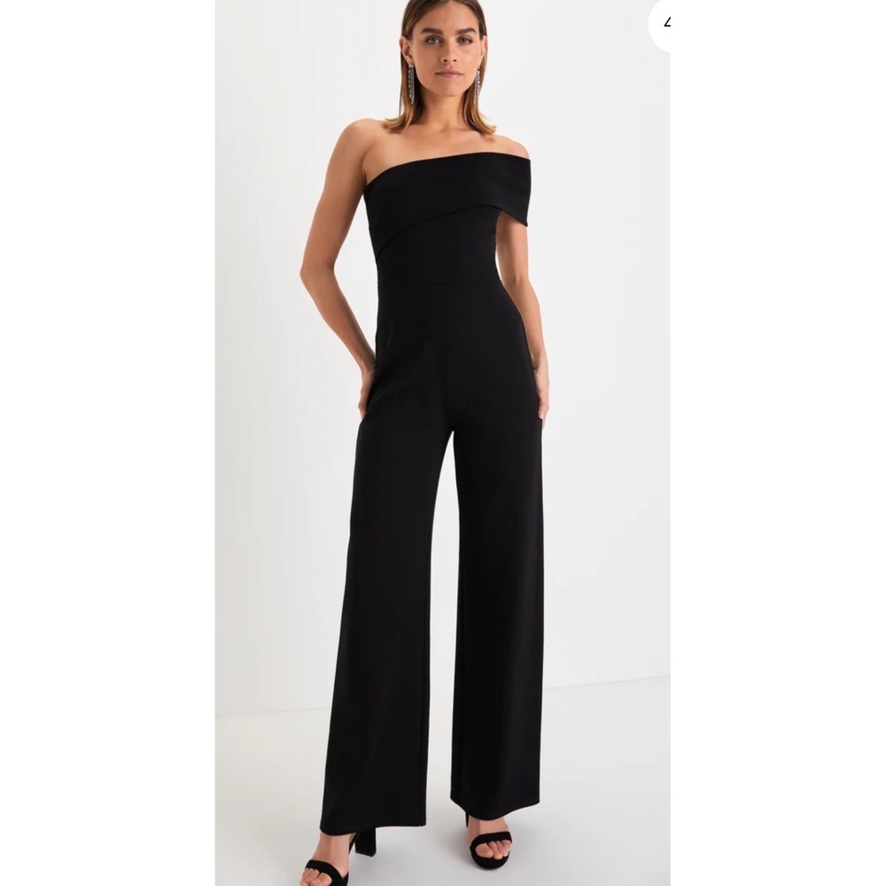 Lulus Transcend Black Off-the-Shoulder Wide-Leg Jumpsuit XL NWT